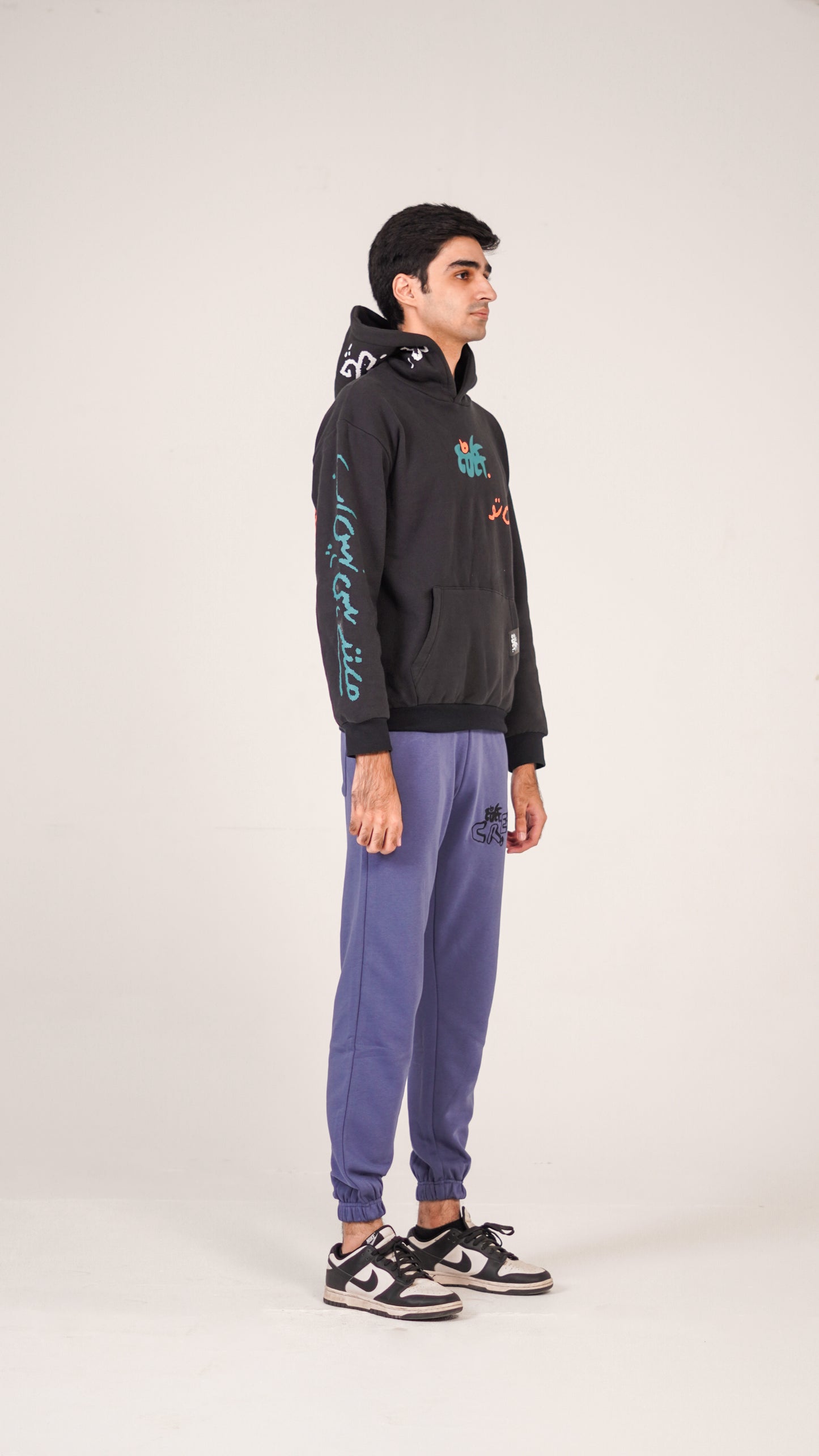 "CHAL FIT HAI" Charcoal Black Hoodie