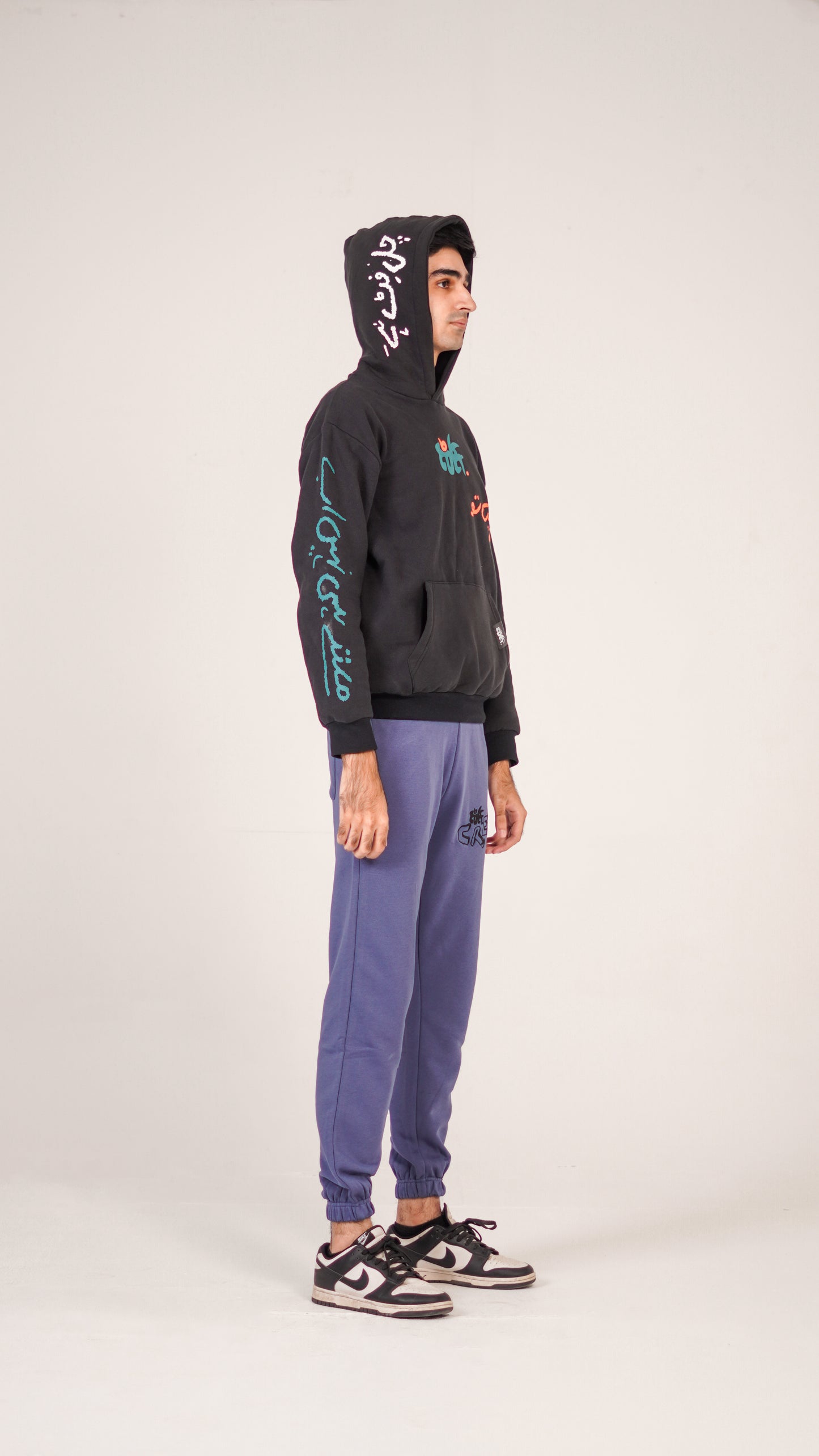 "CHAL FIT HAI" Charcoal Black Hoodie