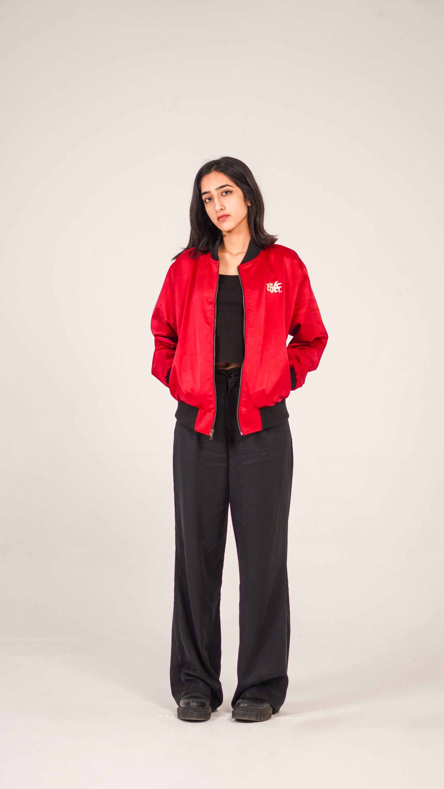 "SAD HOURS" Reversible RED/BLACK Silk Bomber Jacket
