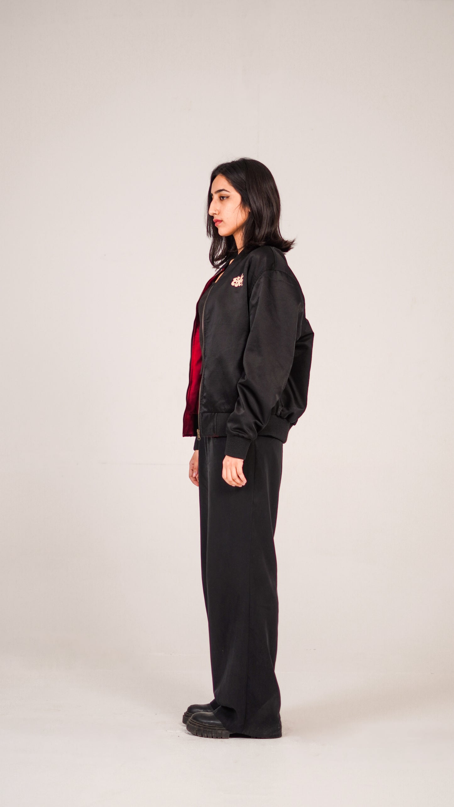 "SAD HOURS" Reversible RED/BLACK Silk Bomber Jacket