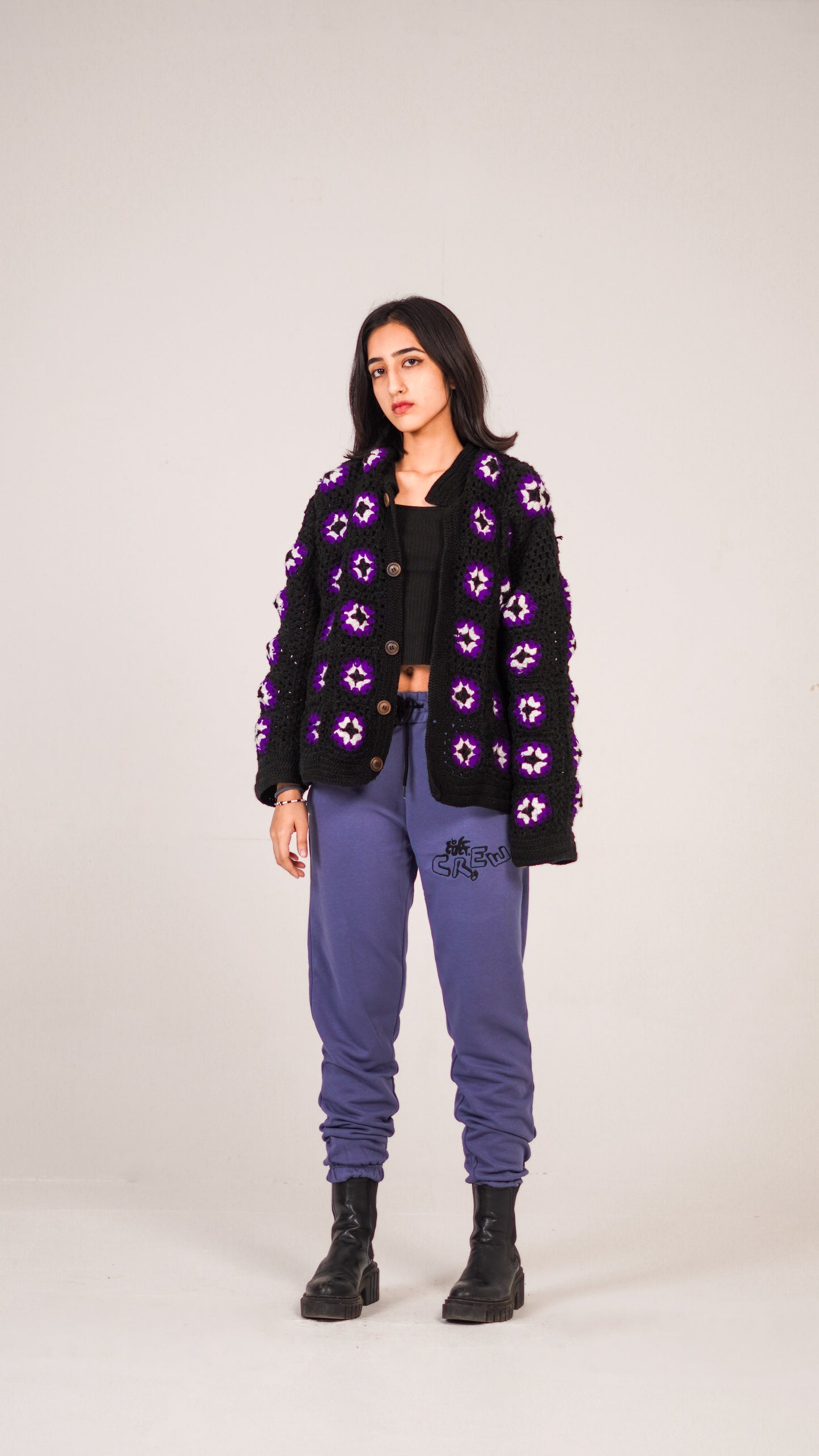"PURPLE HAZE" Hand-made Crochet Wool Jacket