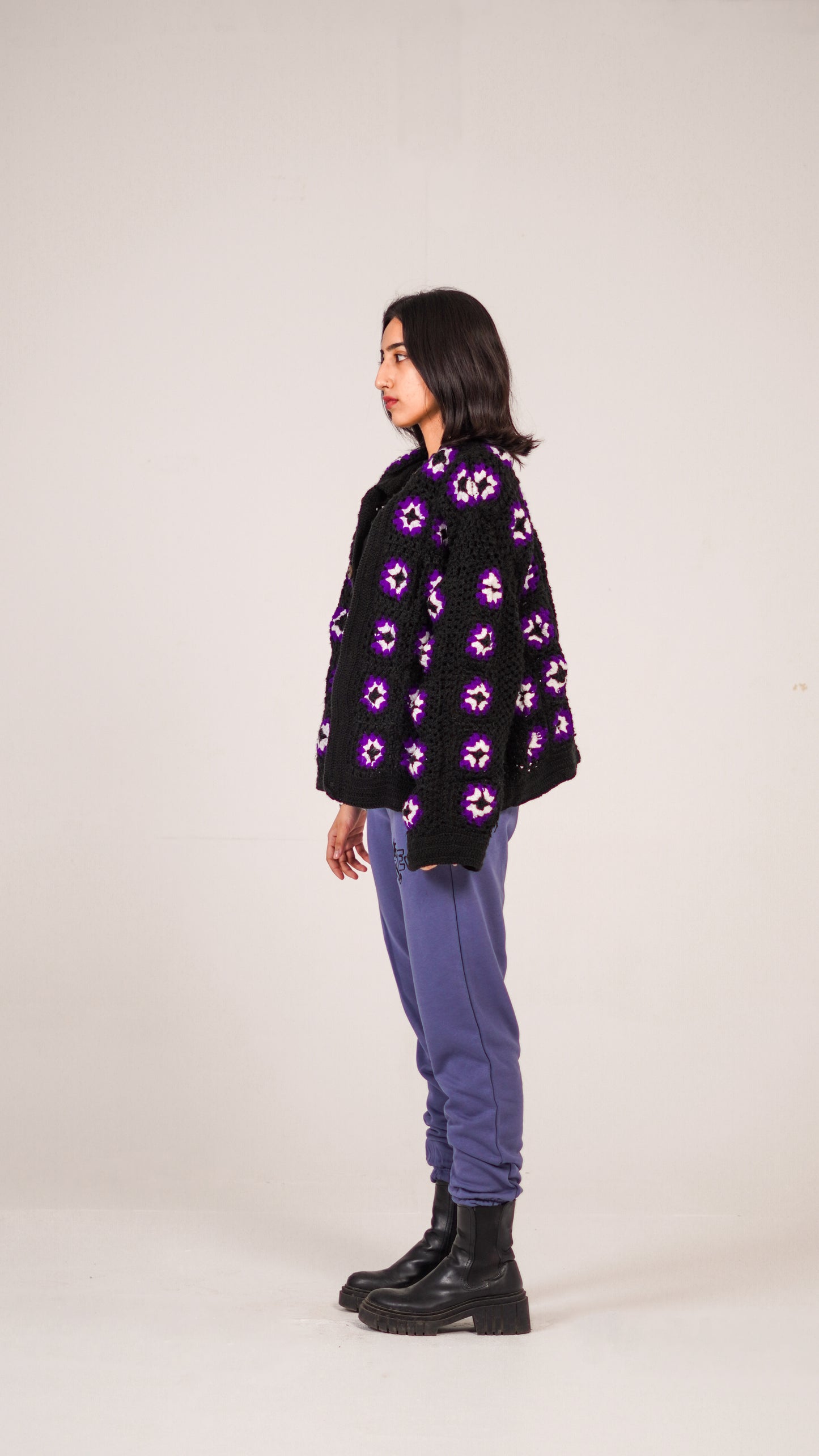"PURPLE HAZE" Hand-made Crochet Wool Jacket