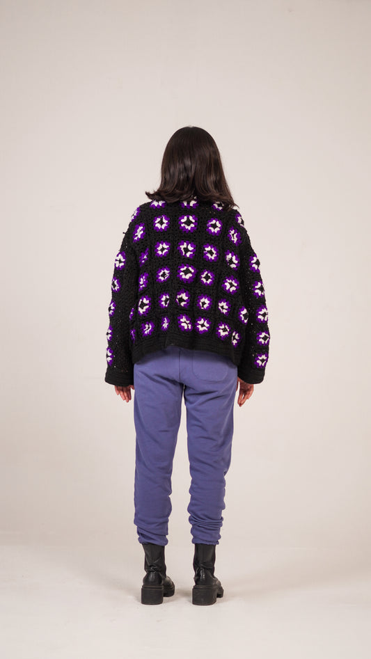 "PURPLE HAZE" Hand-made Crochet Wool Jacket