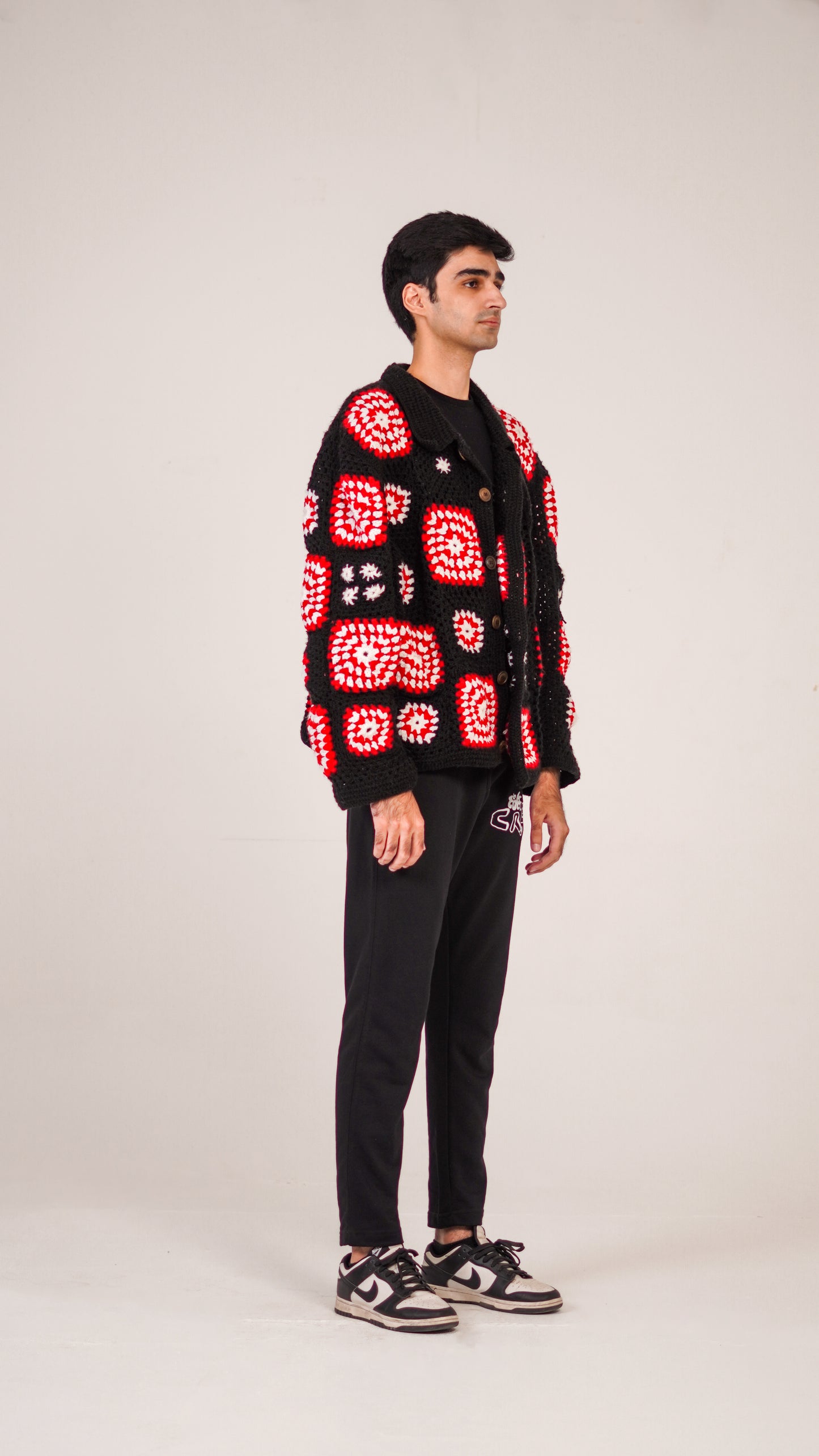 "BLOOD IN US" Hand-made Crochet Wool Jacket