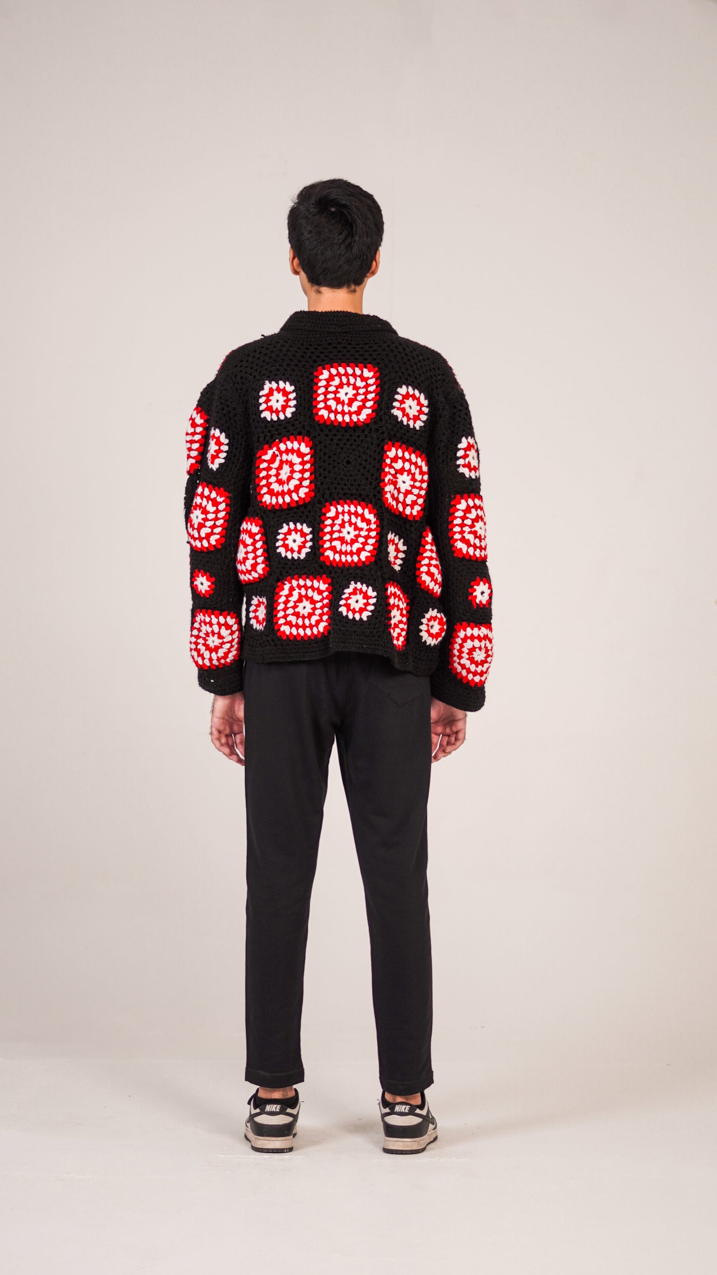 "BLOOD IN US" Hand-made Crochet Wool Jacket