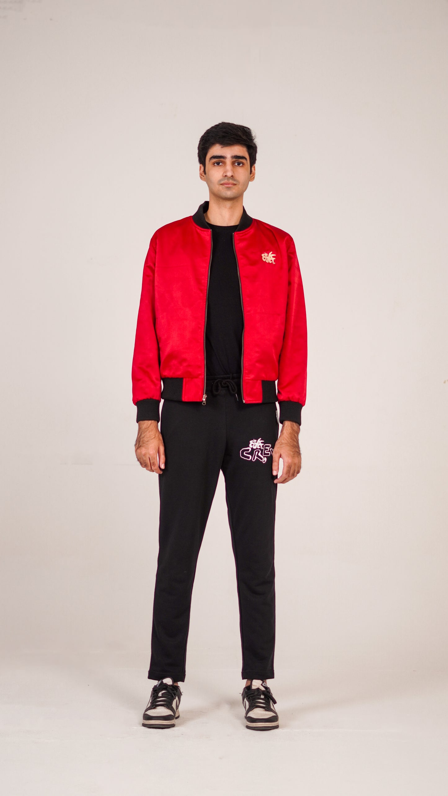 "SAD HOURS" Reversible RED/BLACK Silk Bomber Jacket