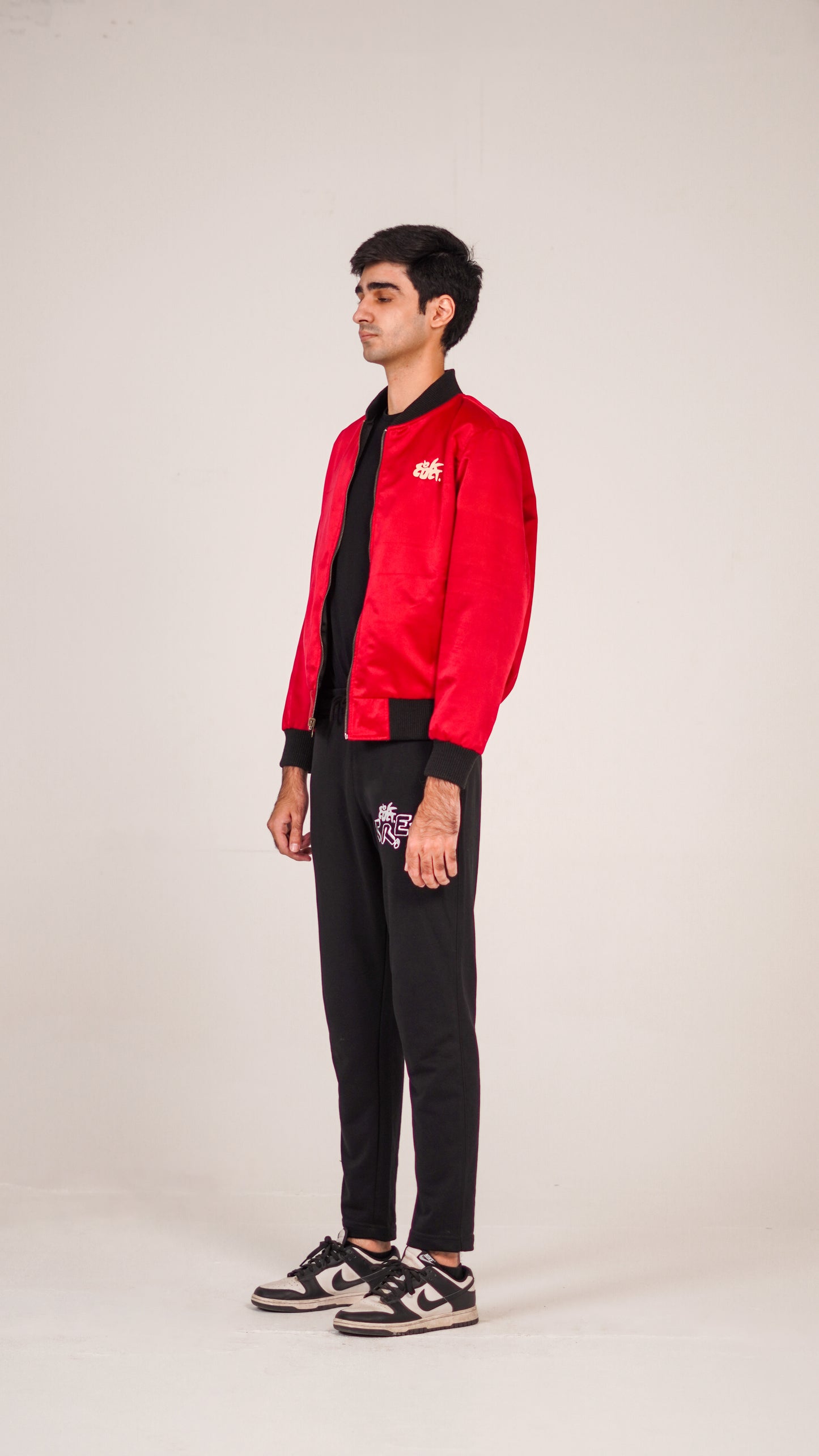 "SAD HOURS" Reversible RED/BLACK Silk Bomber Jacket