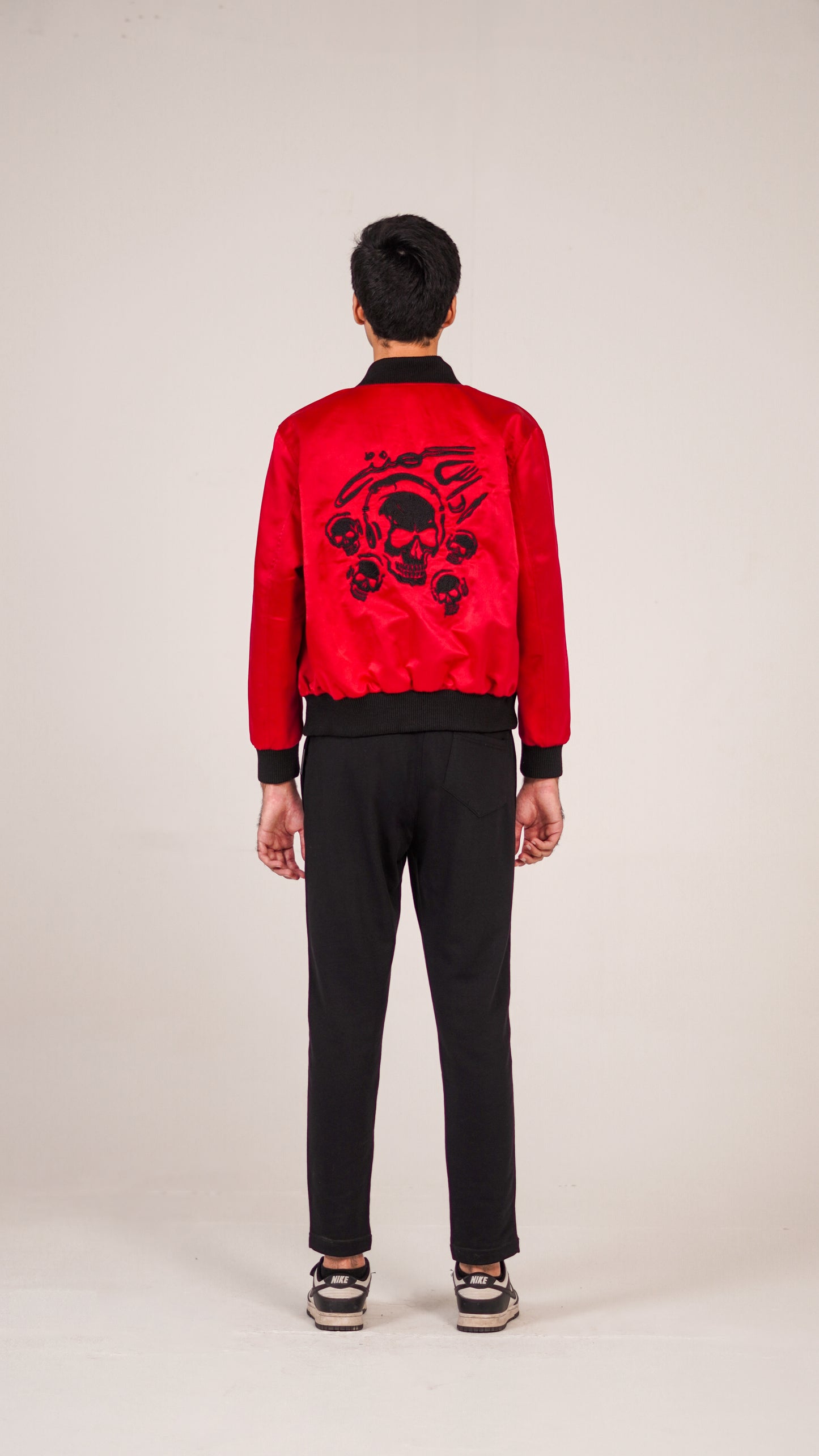 "SAD HOURS" Reversible RED/BLACK Silk Bomber Jacket