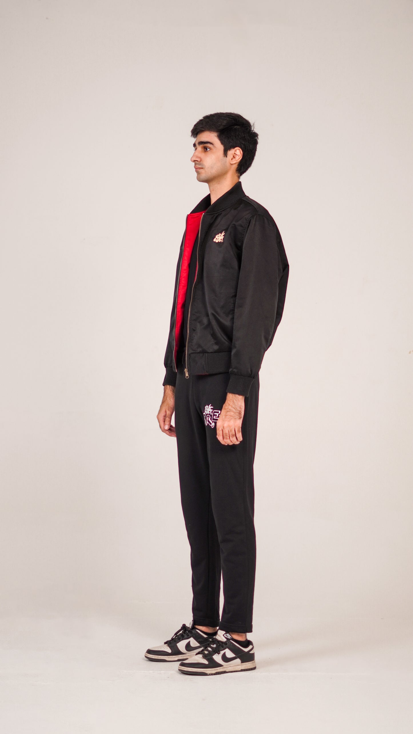 "SAD HOURS" Reversible RED/BLACK Silk Bomber Jacket