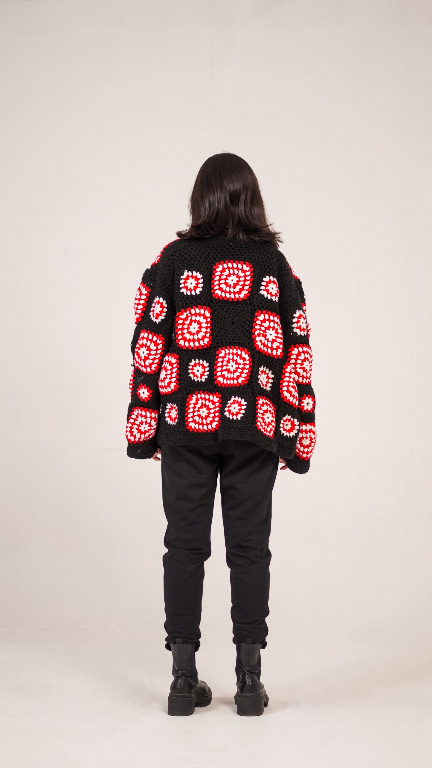 "BLOOD IN US" Hand-made Crochet Wool Jacket