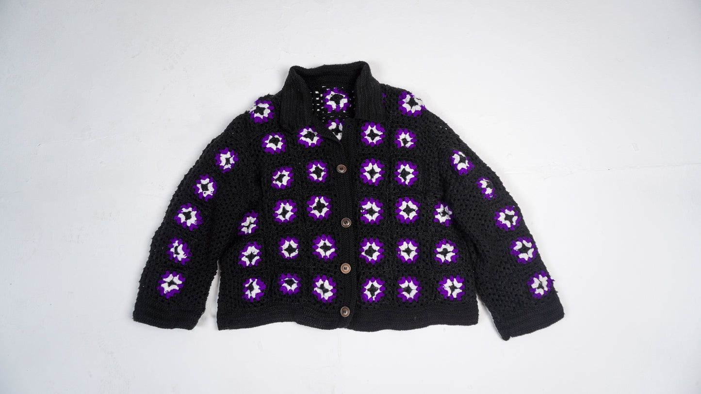 "PURPLE HAZE" Hand-made Crochet Wool Jacket