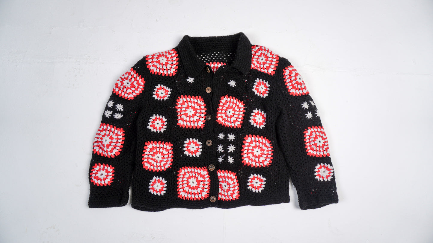 "BLOOD IN US" Hand-made Crochet Wool Jacket