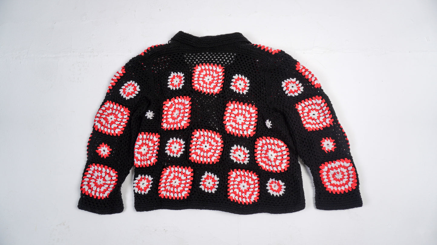"BLOOD IN US" Hand-made Crochet Wool Jacket