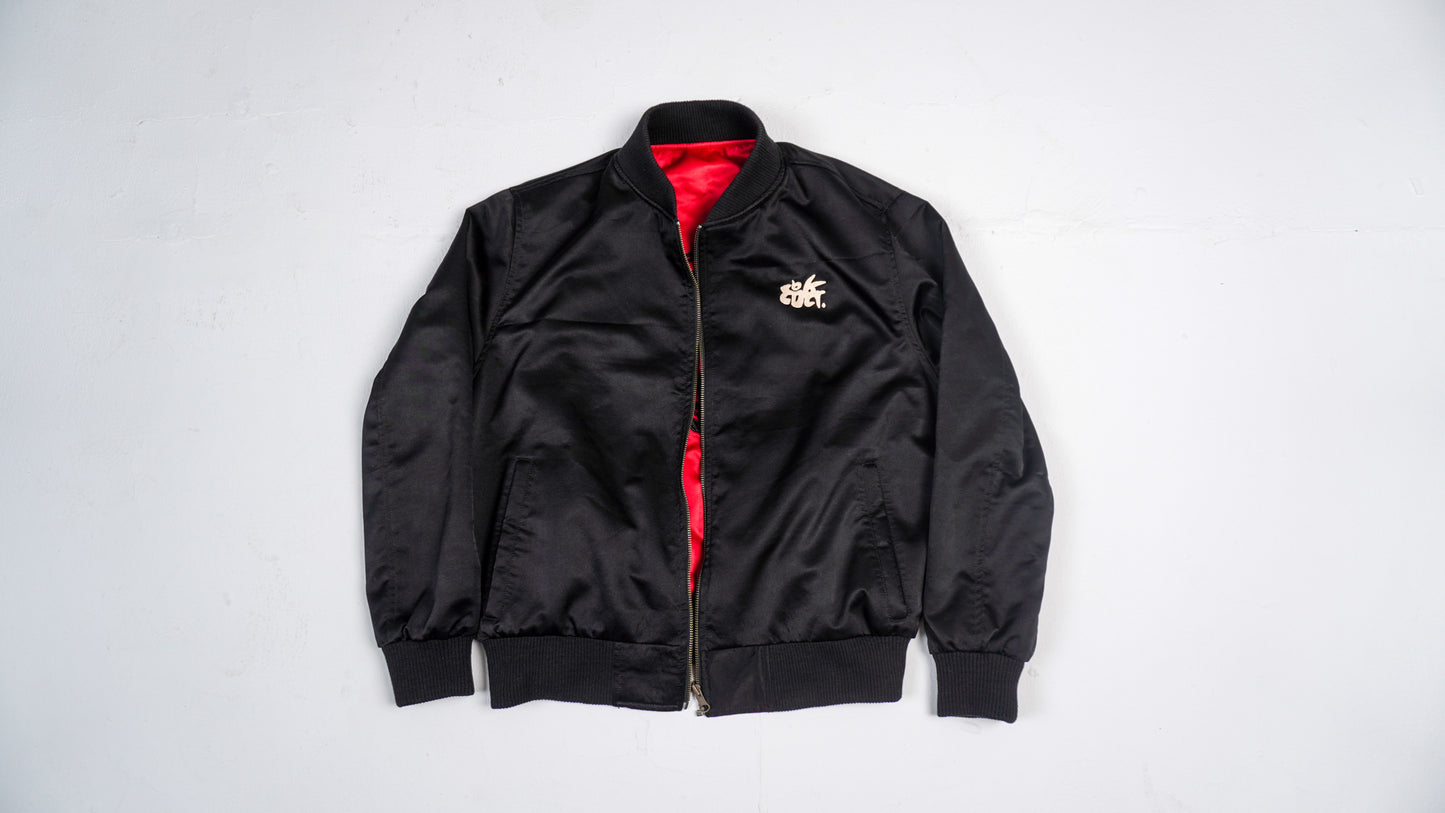 "SAD HOURS" Reversible RED/BLACK Silk Bomber Jacket