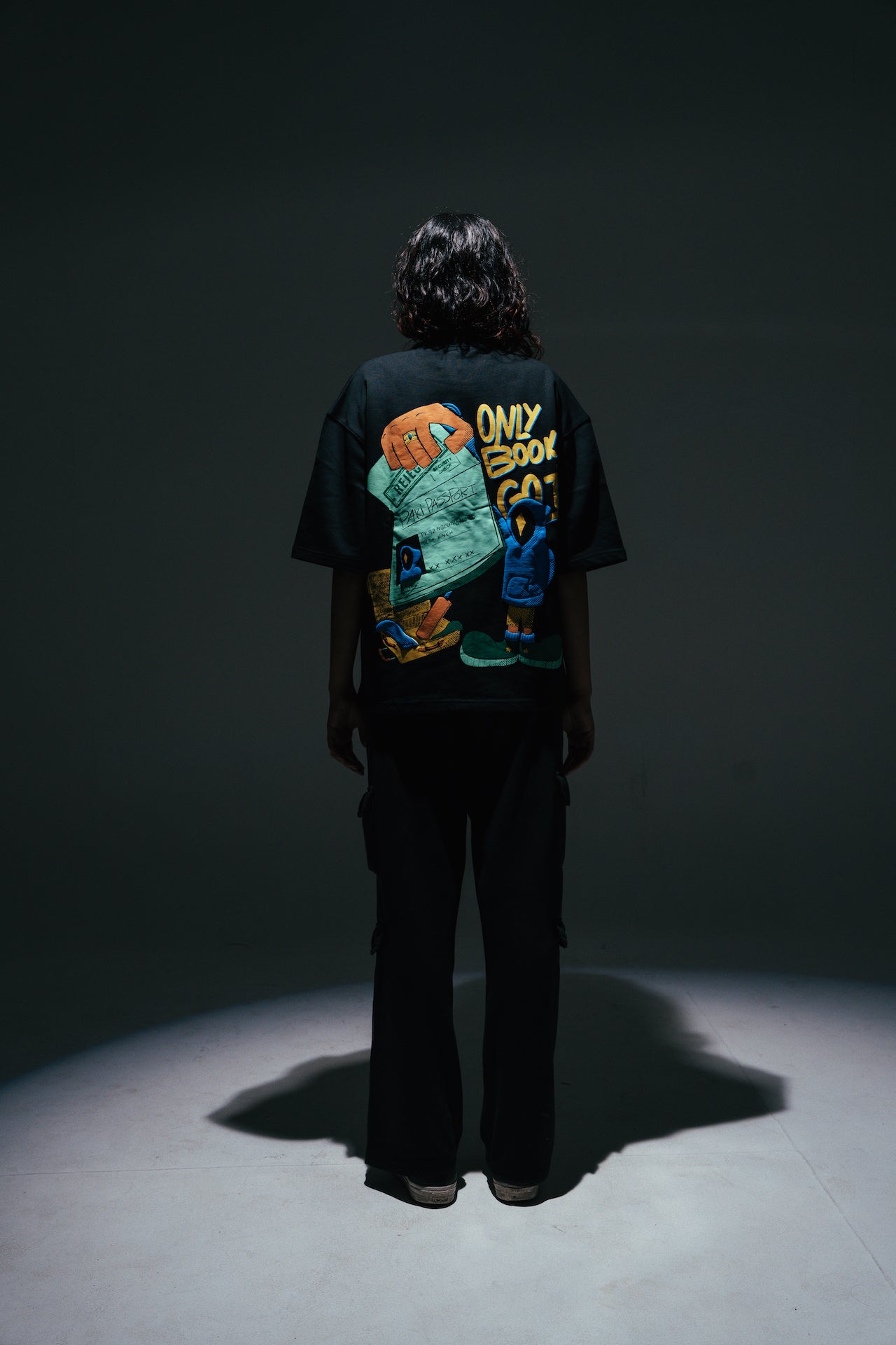 "PAKI PASSPORT" - ABSOLUTE BLACK - IRDKMAHAM - Box Fit Drop Shoulder HEAVY Shirt
