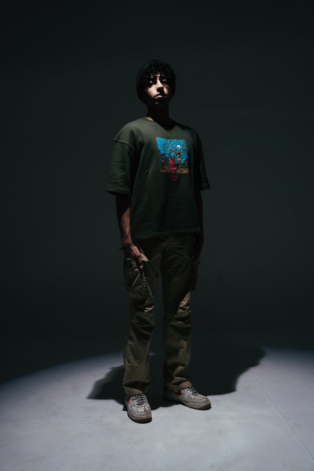 "THANKS FIZ" - MUDDY OLIVE GREEN - Box Fit Drop Shoulder HEAVY Shirt