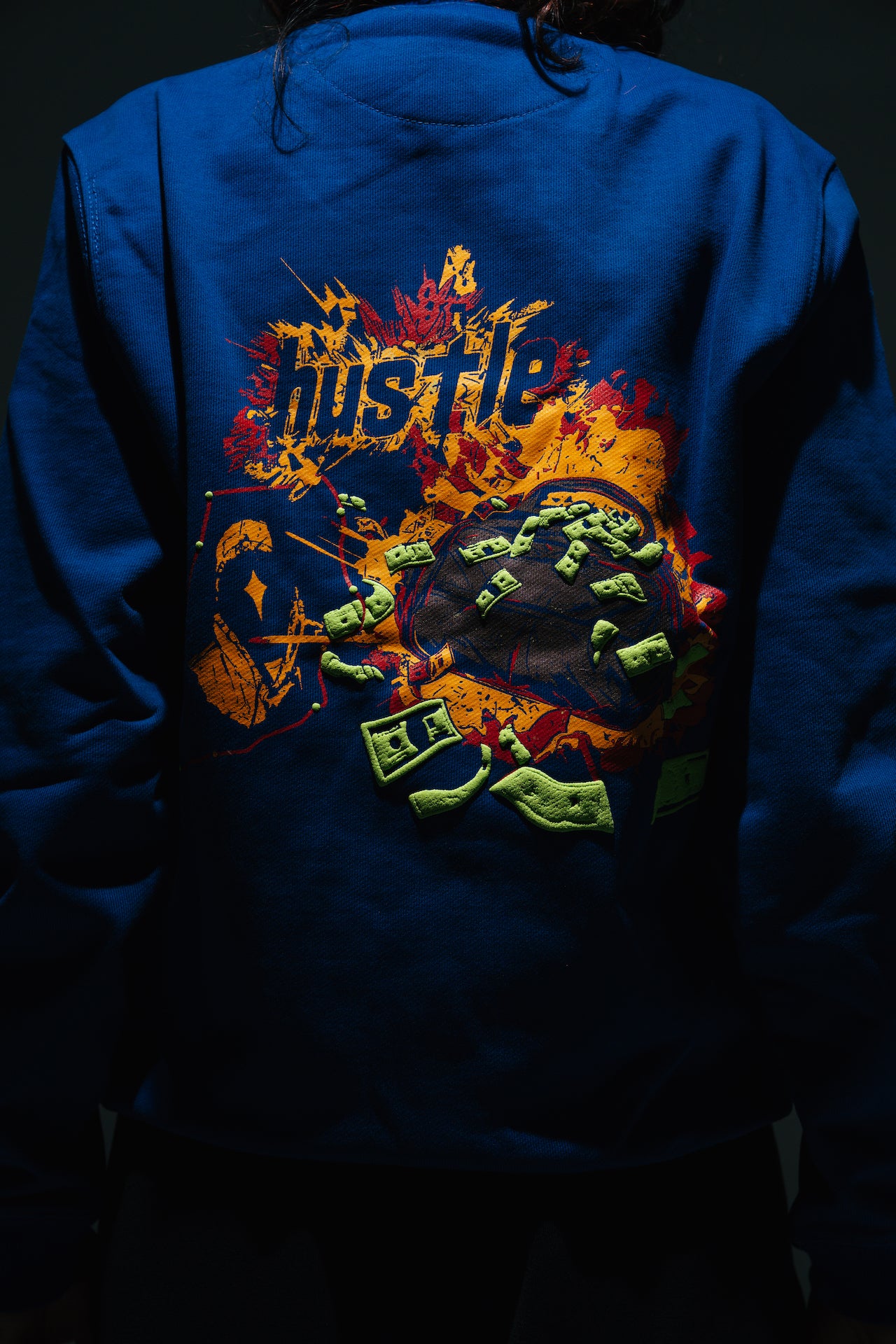 "KHI-LHR HUSTLE" - GWADAR BLUE - MAQSAD - Regular Fit THICK Sweatshirt